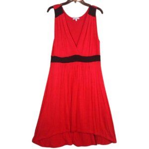 Charlotte Russe Red Tank Flowy V Plunging Dress with black accents in size XL